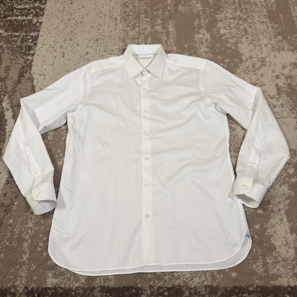 Ermenegildo Zegna Dress Shirt Mens Large Long Sleeve White Formal Button Down